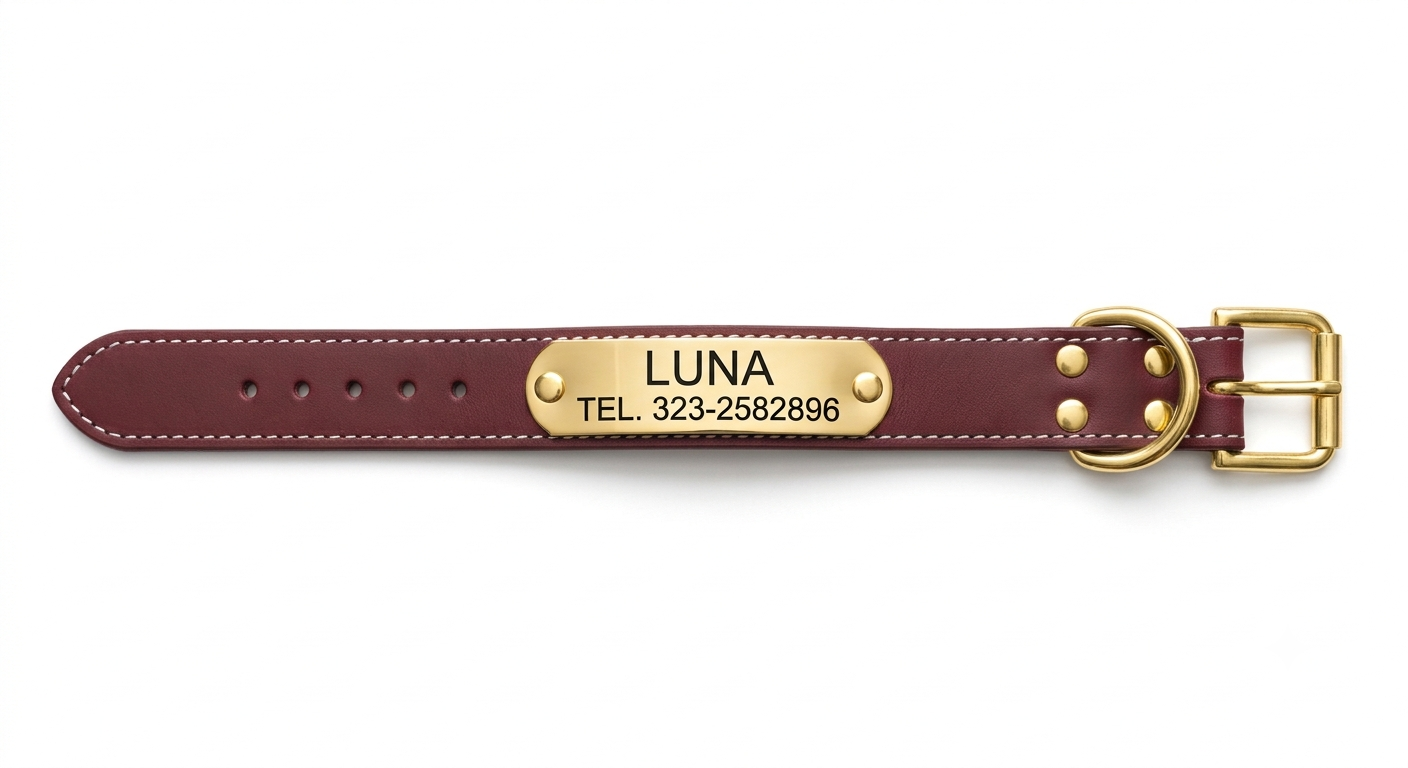 Collar de Cuero Premium - Akro Rouge Borgoña (Rojo)
