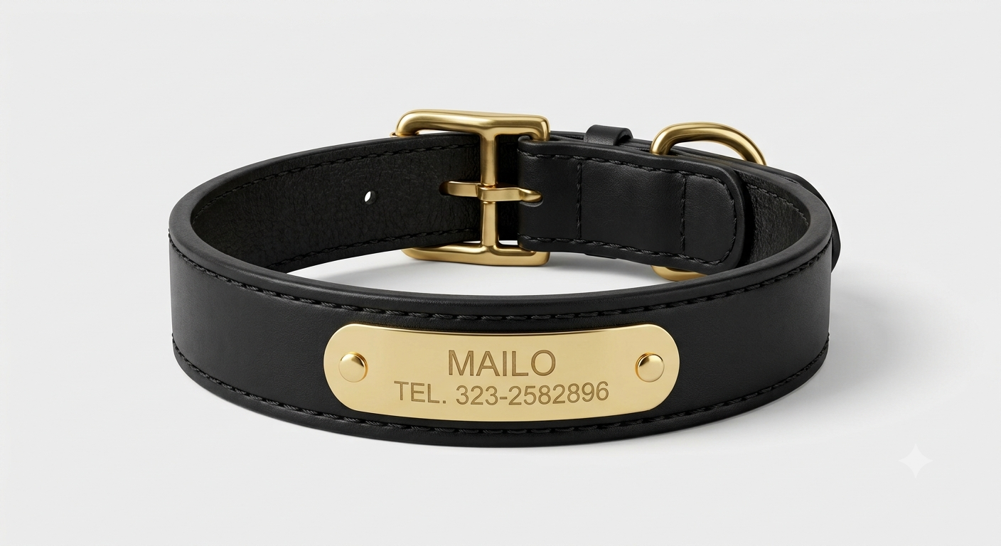 Collar de Cuero Premium - Akro Noir Absolute negro matte