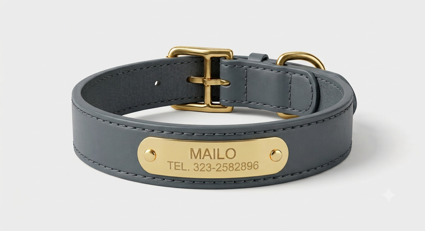 Collar de Cuero Premium - Akro Slate Grey