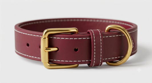 Collar de Cuero Premium - Akro Rouge Borgoña (Rojo)