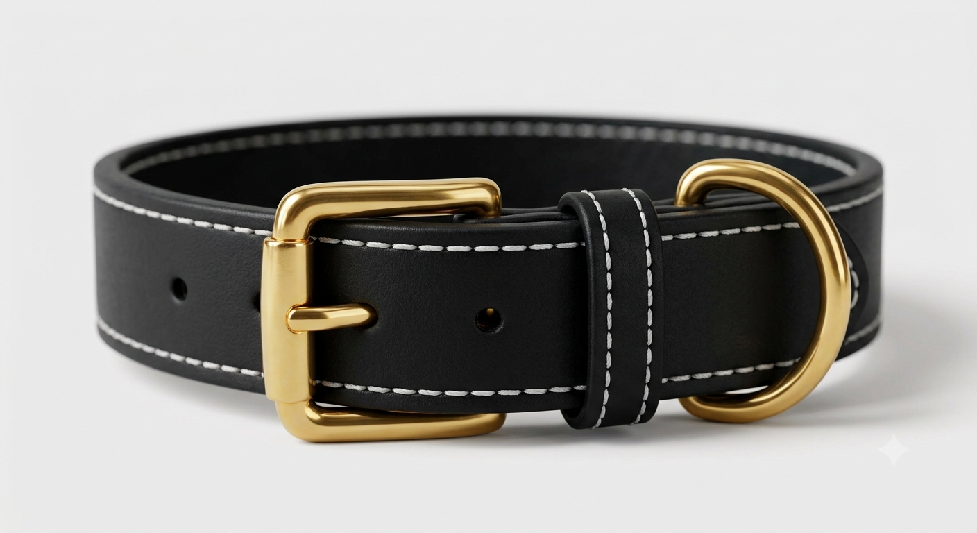 Collar de Cuero Premium - Akro Noir Absolute negro matte